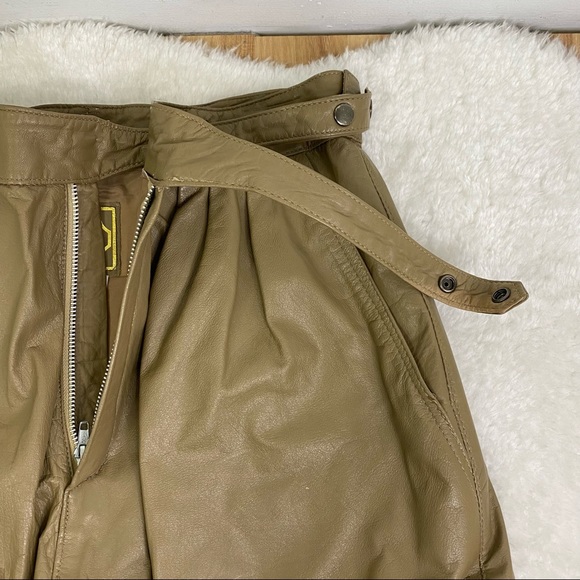 Vintage women’s Stylman Brown/Tan High Waist Pleated Leather Pants Size 15 - Picture 5 of 15
